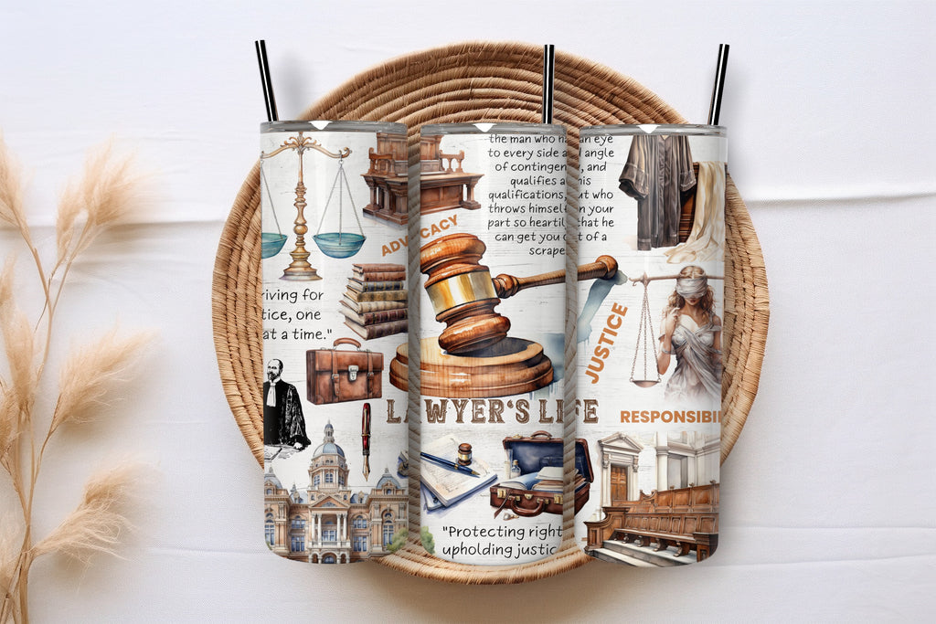 Lawyer Life attorney gift tumbler presented in a gift basket