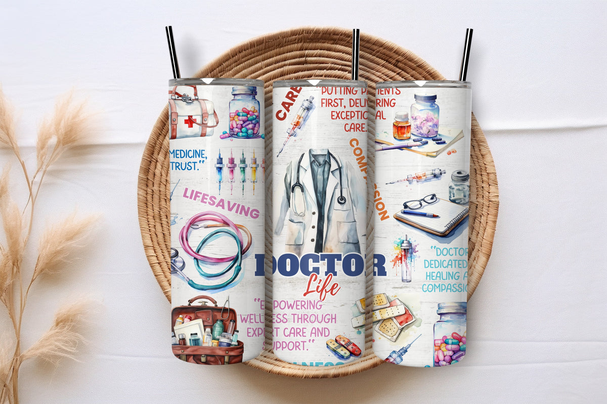 Doctor Life physician gift tumbler presented in a gift basket