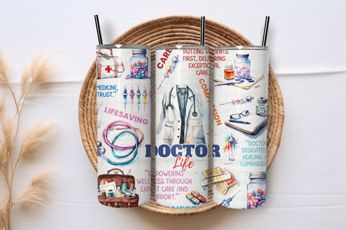 Doctor Life physician gift tumbler presented in a gift basket