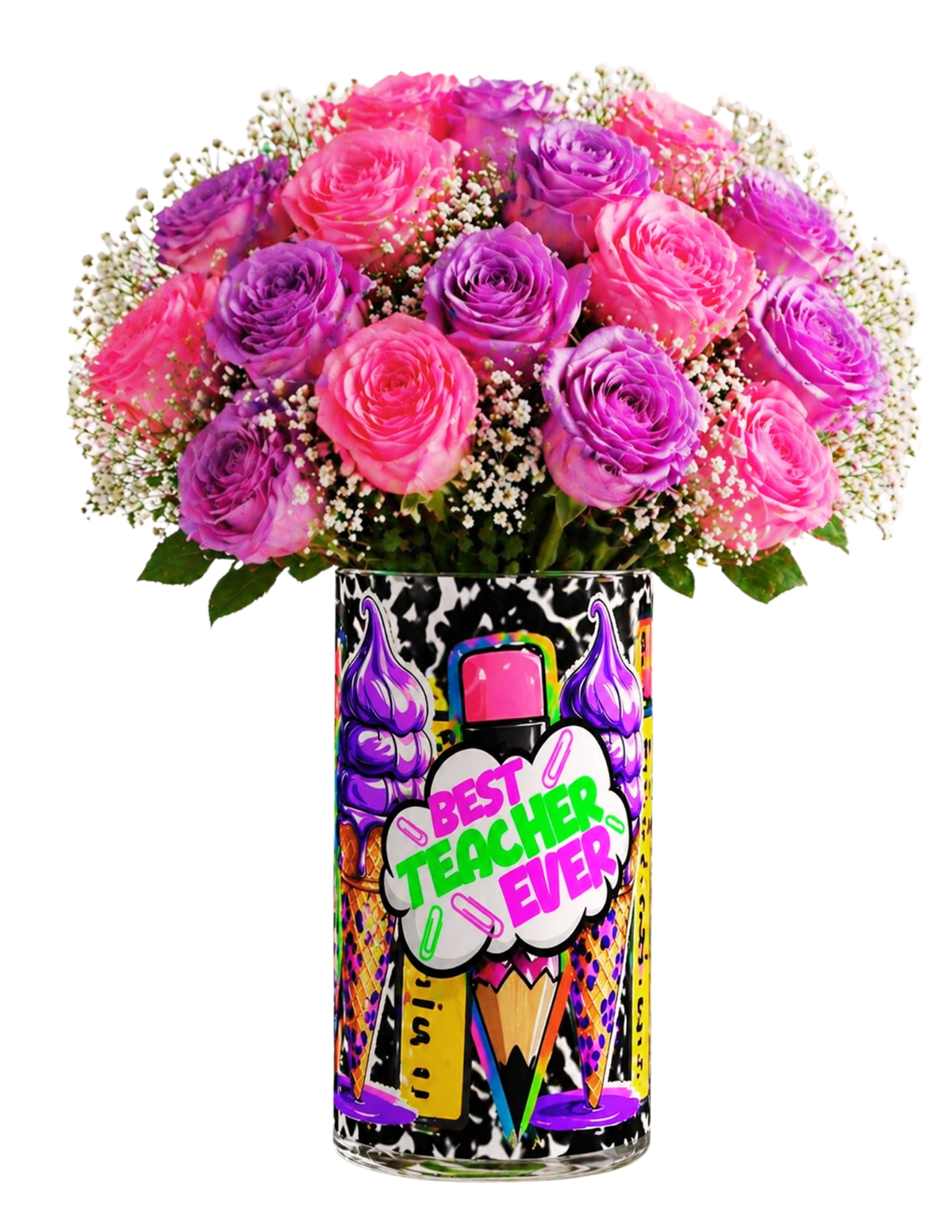 Teacher Appreciation Vase Wrap Printable, Dollar Store DIY Teacher Gift Template, Instant Digital Download