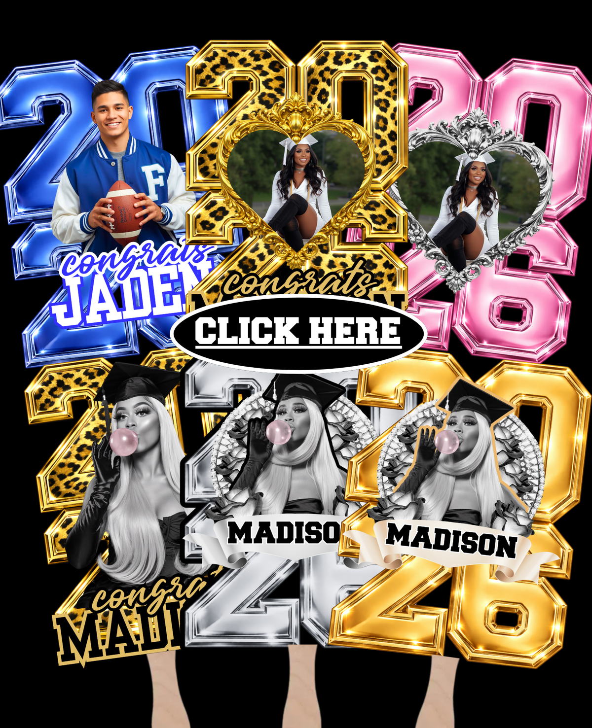 Graduation Fans 2026 Bundle Printable, Class of 2026 Photo Fan Templates Commencement Party Favors, Instant Digital Download
