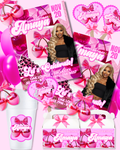 Pink Cherry Party Favor Bundle Printable, Editable Cherry Theme Birthday Chip Bags Juice Pouch Labels, Instant Digital Download