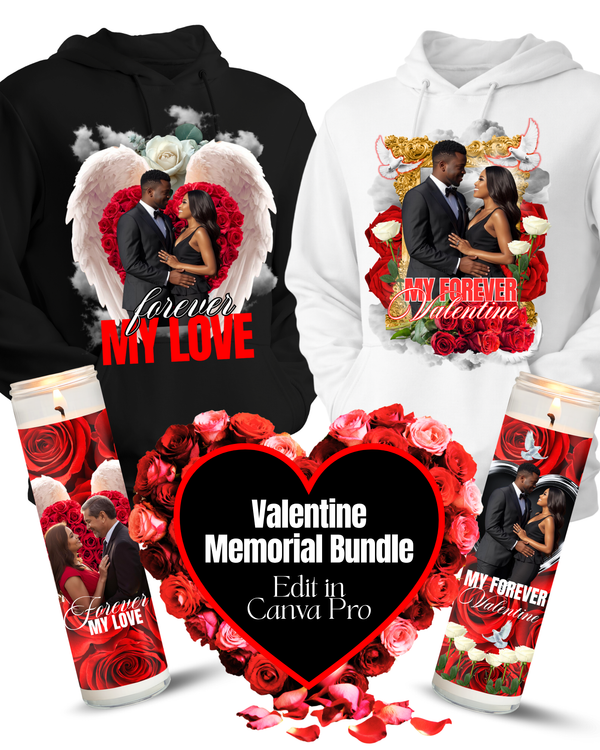 Valentine Memorial Bundle Printable, In Loving Memory Remembrance Templates Grief Support Keepsake, Instant Digital Download
