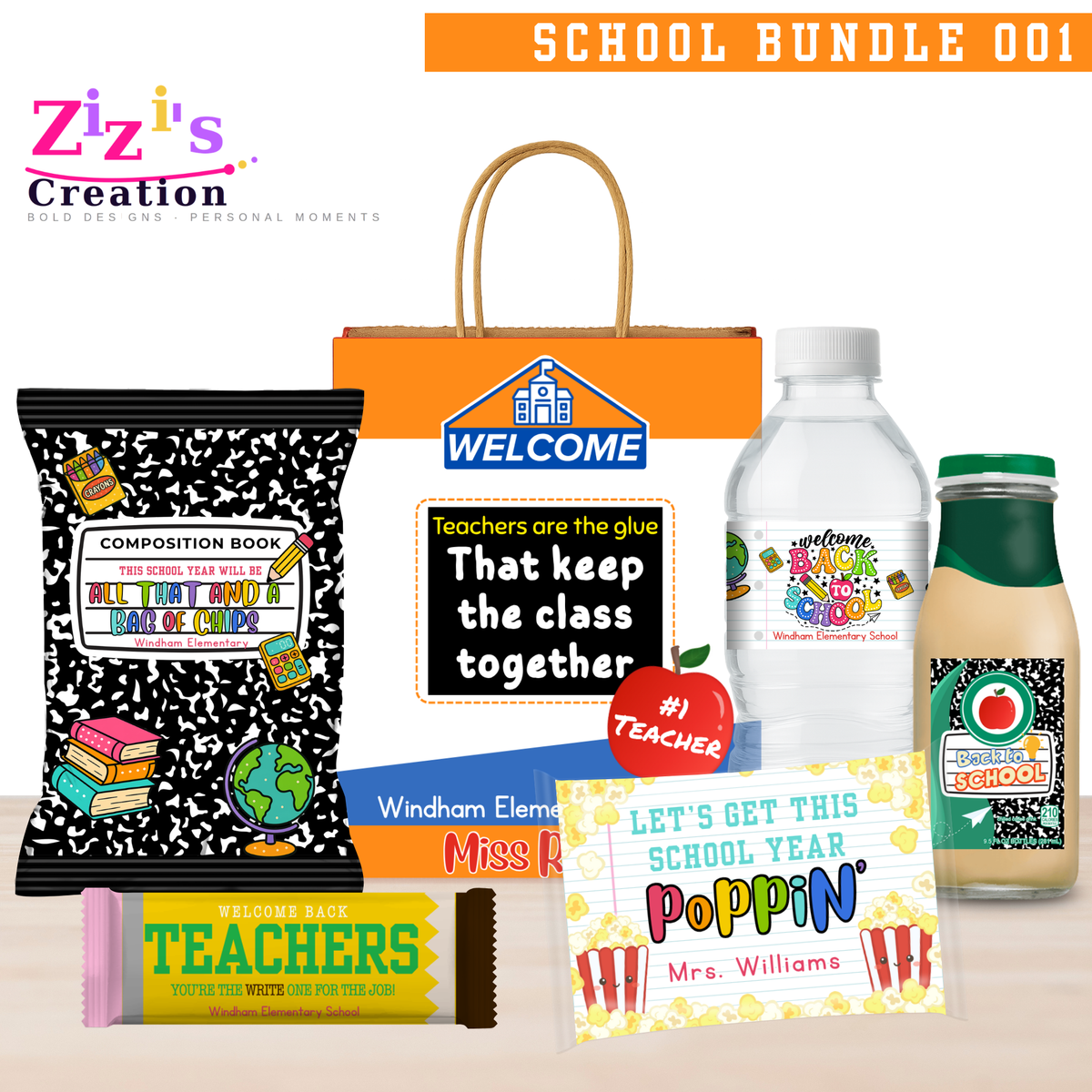 Back to school teacher party favor bundle printable — ZizisDigital Studio