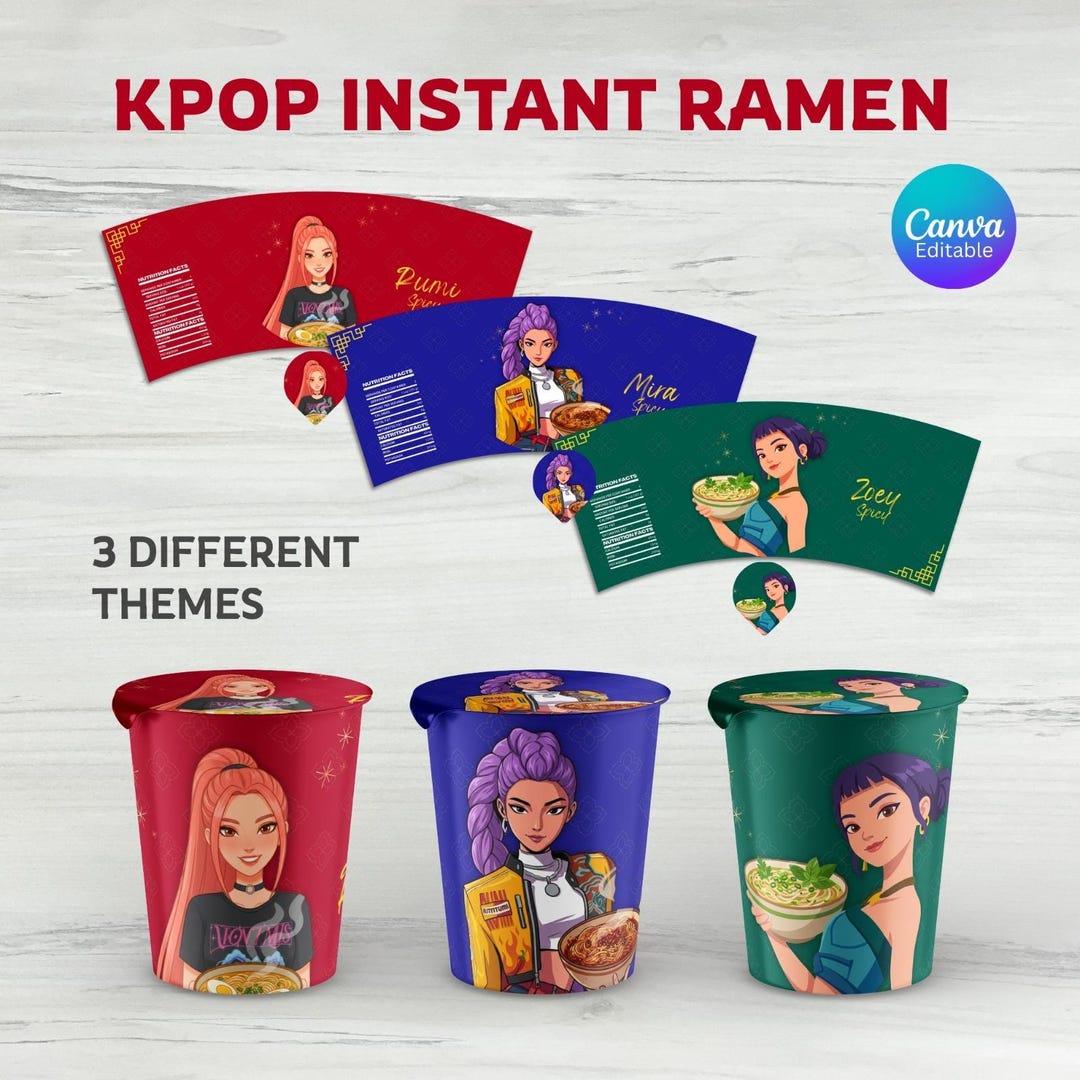 Kpop Instant Ramen Cup Label Template — ZizisDigital Studio