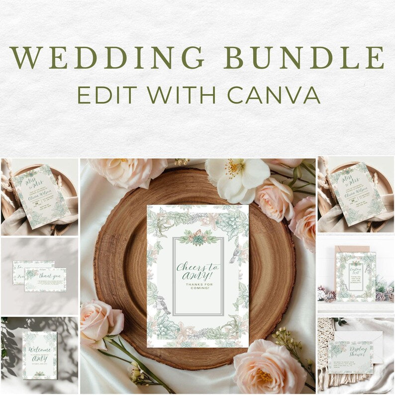 Greenery Wedding Bundle with Favor Tag — ZizisDigital Studio