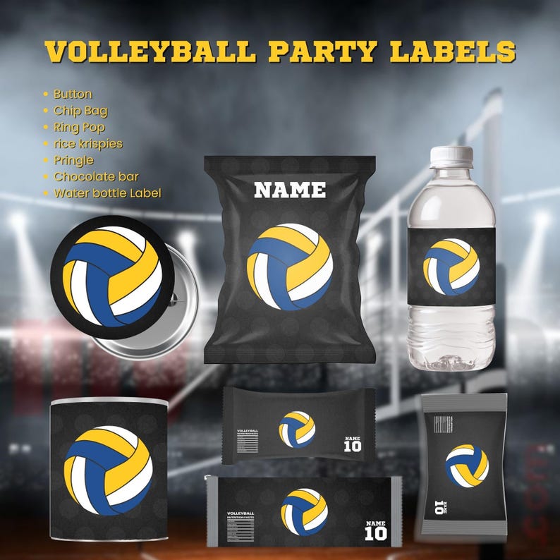 Volleyball Party Favor Labels Bundle — ZizisDigital Studio