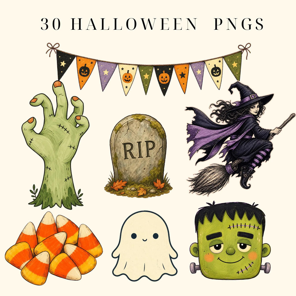 Spooky Halloween clipart bundle, preview 3 of 7