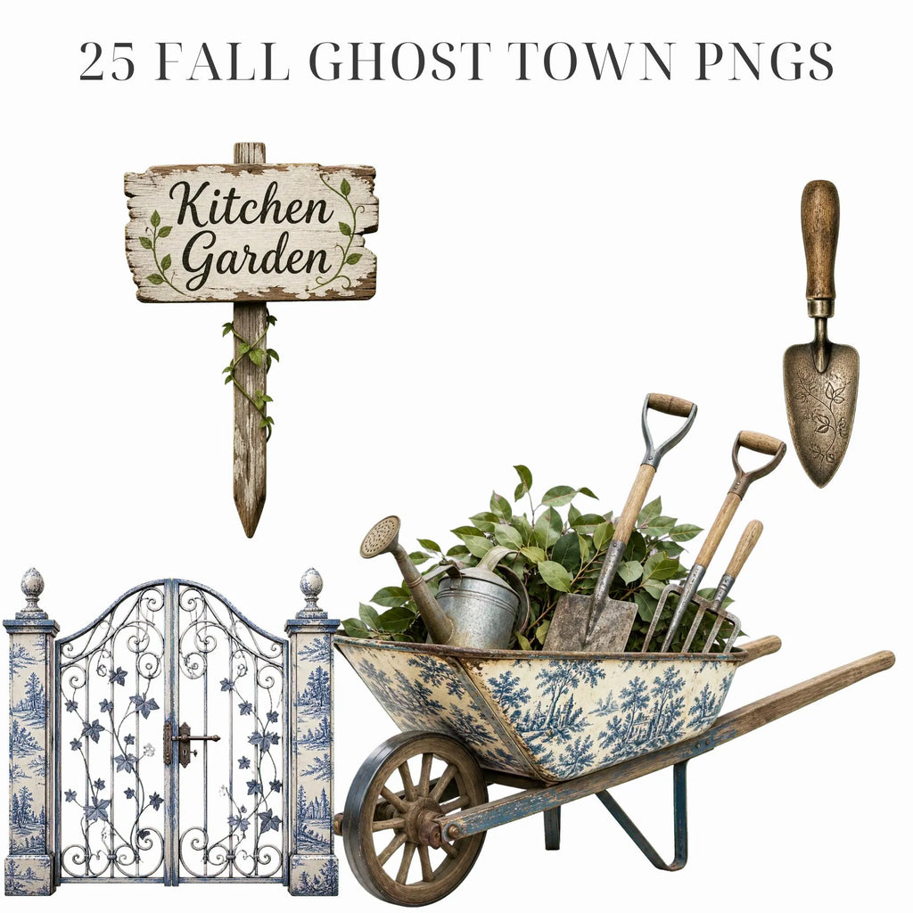Fall ghost town clipart bundle, preview 3 of 9