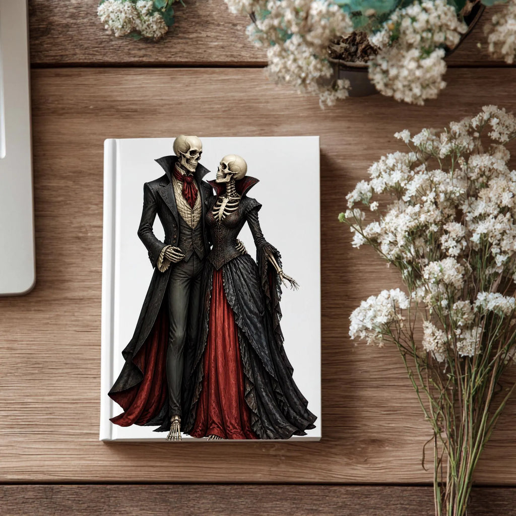 Gothic romance skeleton couple clipart, preview 5 of 9
