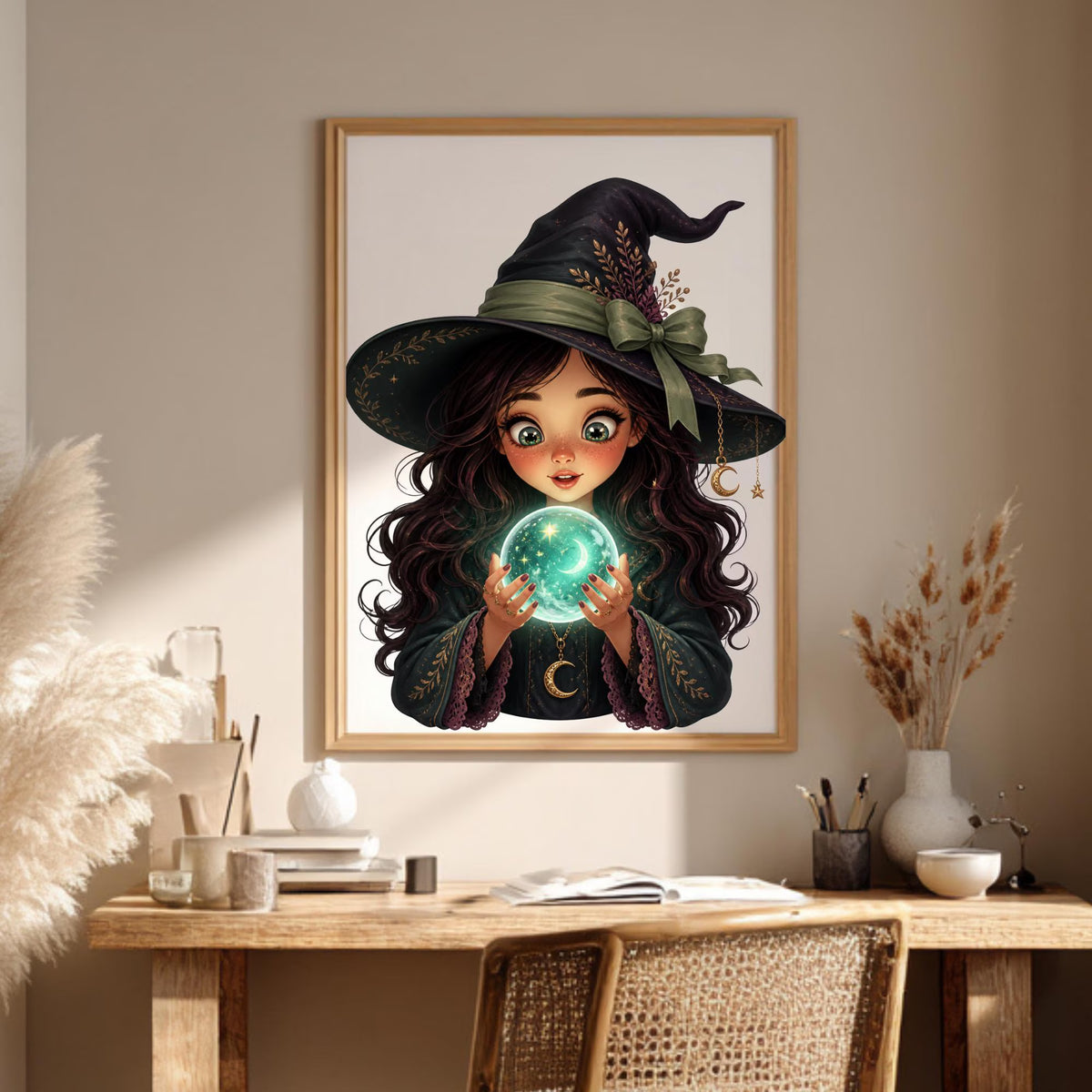 Spooky cute Halloween witch clipart bundle, preview 8 of 9
