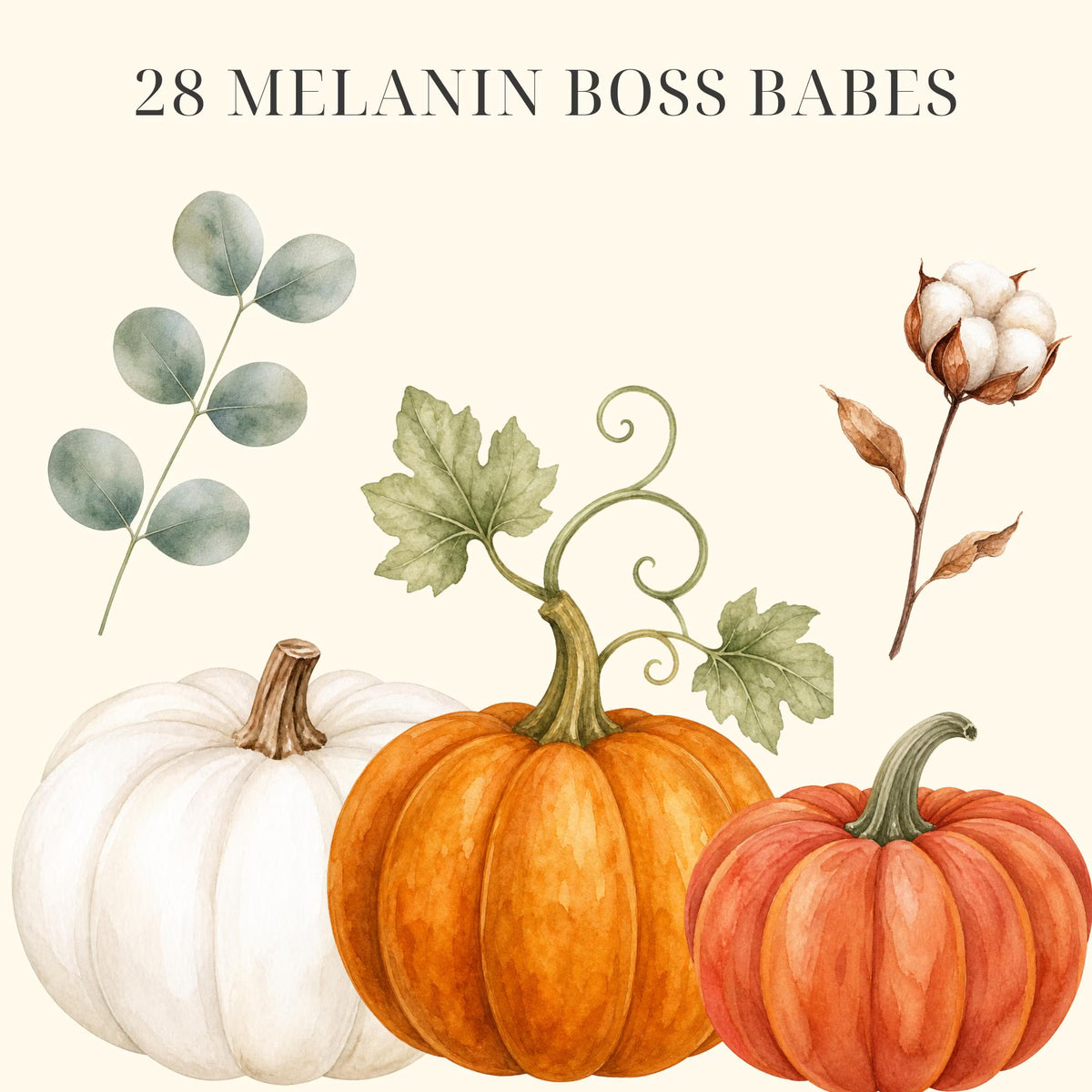 Fall boho watercolor clipart pack, preview 3 of 9