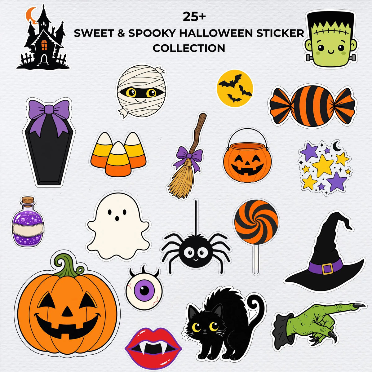 Cute spooky Halloween clipart bundle, PNG, preview 2 of 6