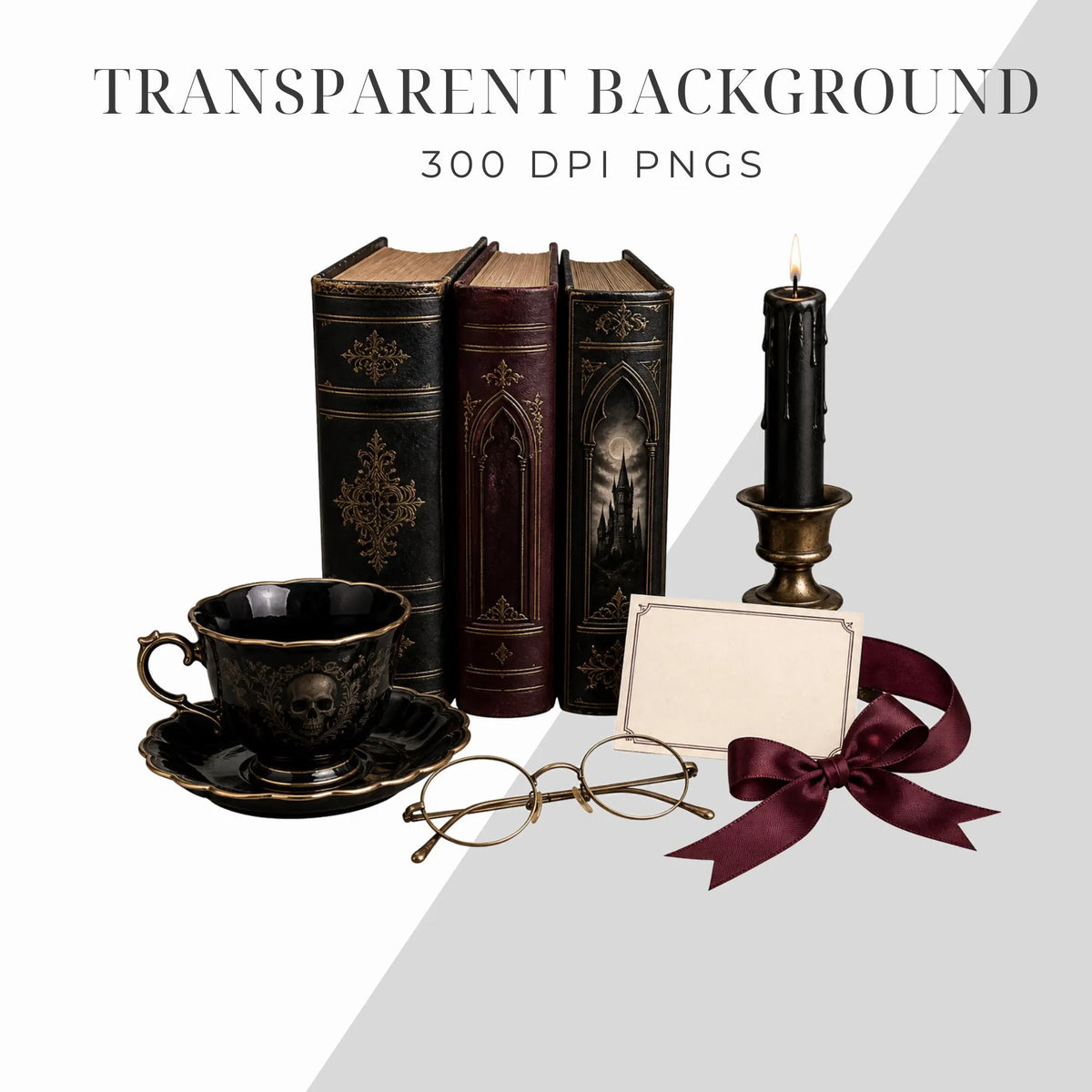 Gothic reading room clipart bundle, preview 2 of 10