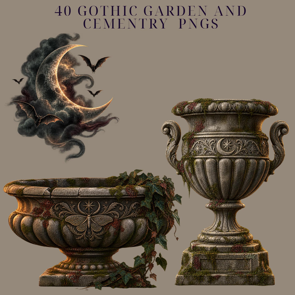 Gothic cemetery clipart bundle, PNG, preview 4 of 12