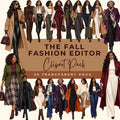 Black women in autumn coats, knitwear, boots and tailored outfits in camel, burgundy and olive.