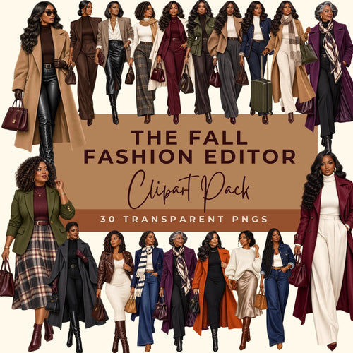 Black women in autumn coats, knitwear, boots and tailored outfits in camel, burgundy and olive.