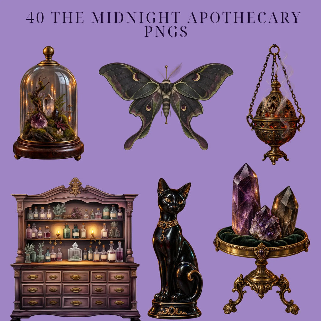 Gothic apothecary clipart bundle, preview 4 of 10