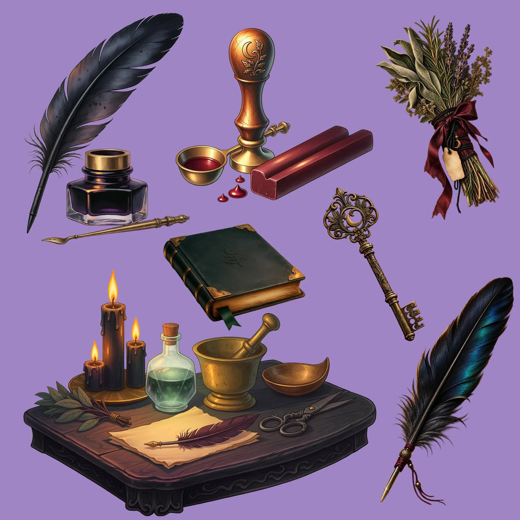 Gothic apothecary clipart bundle, preview 5 of 10
