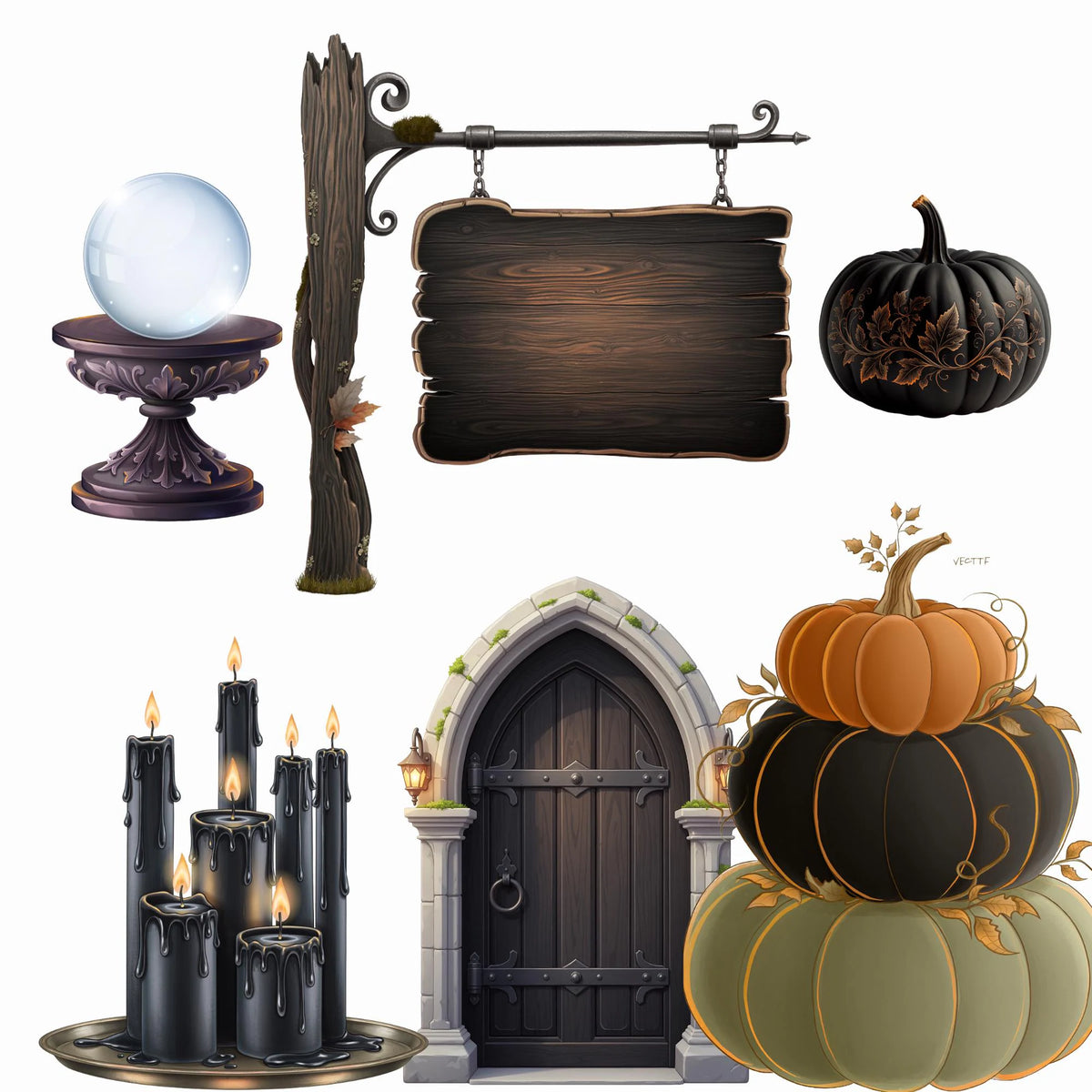 Haunted cottage clipart bundle, preview 5 of 8