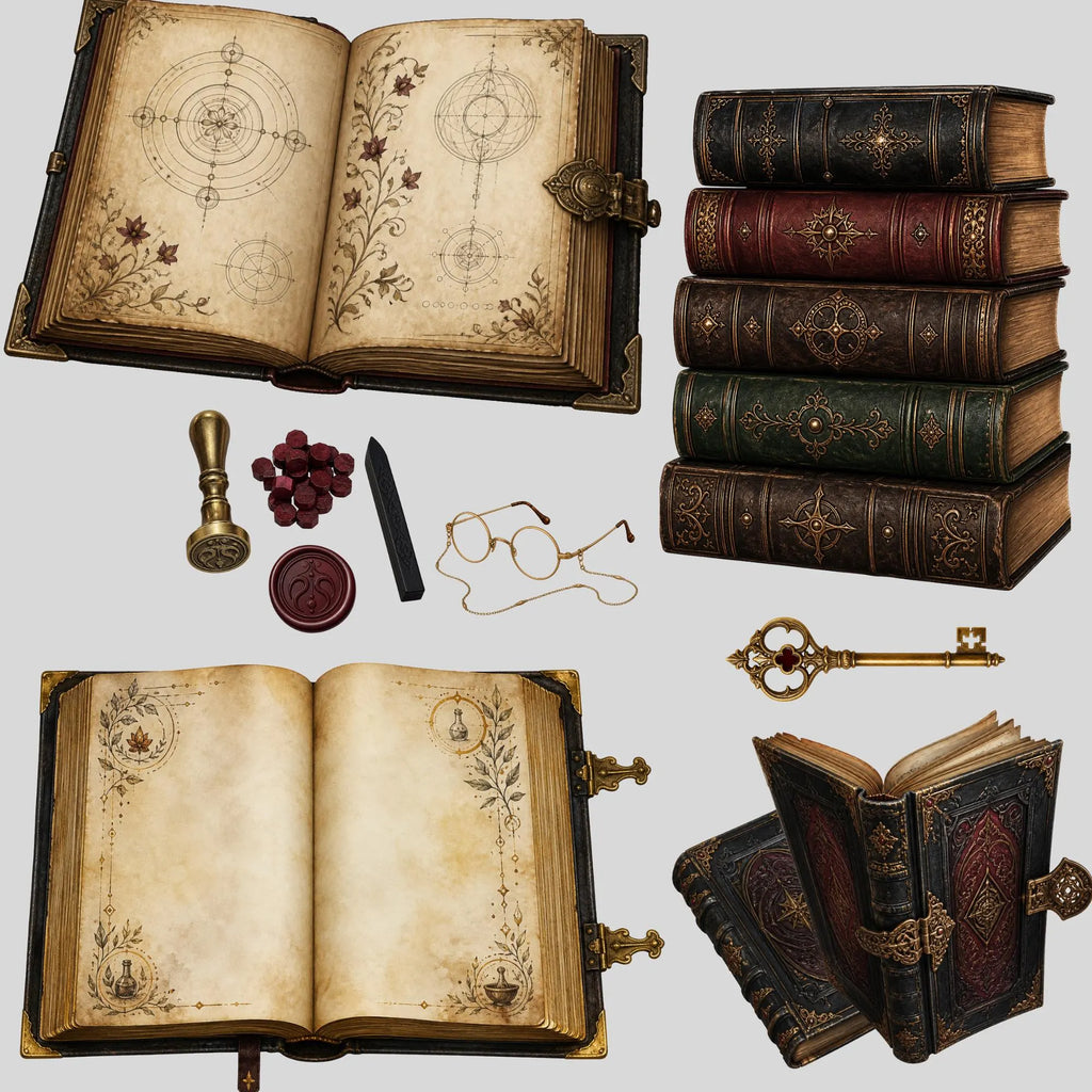 Gothic reading room clipart bundle, preview 5 of 10