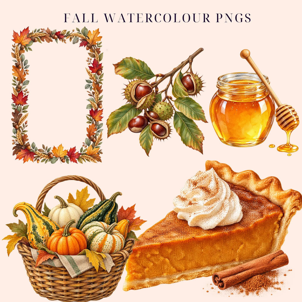 Fall watercolor clipart bundle, preview 4 of 9