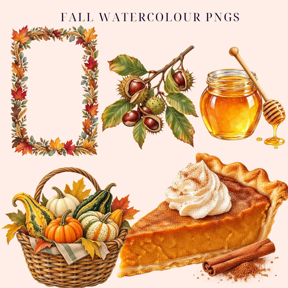 Fall watercolor clipart bundle, preview 4 of 9