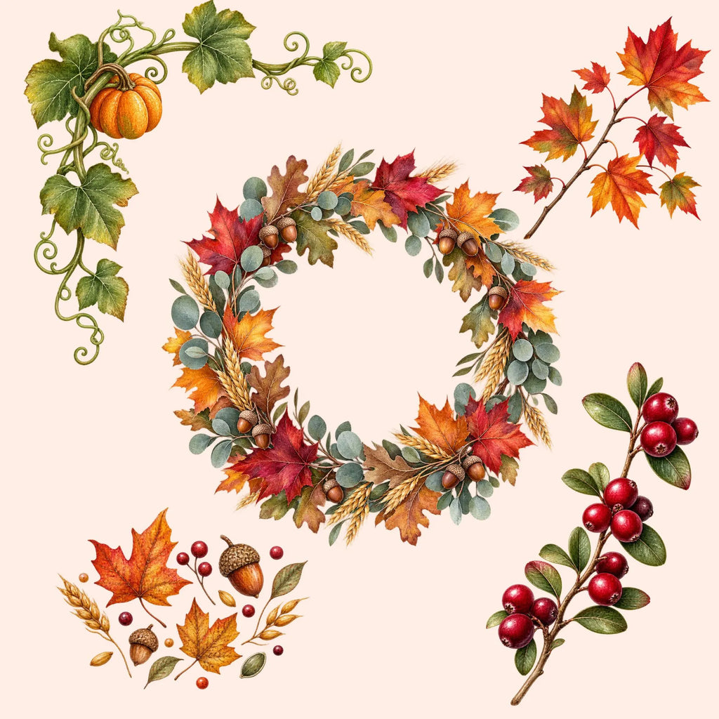 Fall watercolor clipart bundle, preview 5 of 9