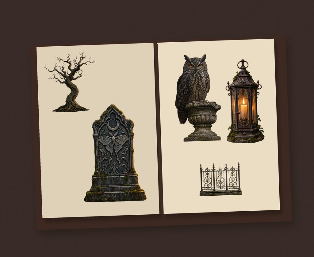 Gothic cemetery clipart bundle, PNG, preview 8 of 12