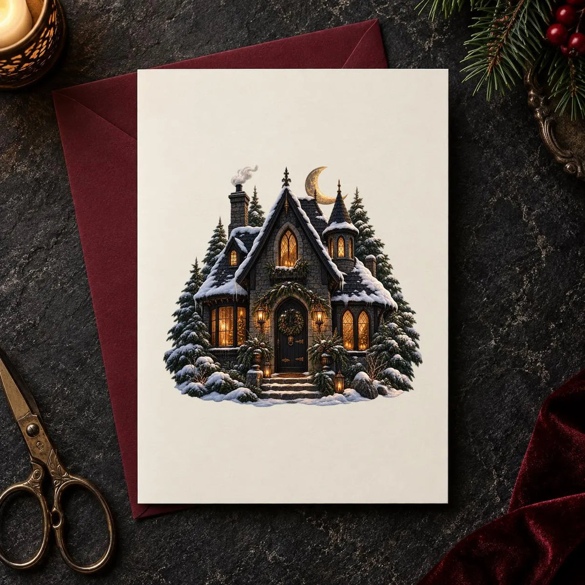 Gothmas gothic Christmas clipart bundle, preview 9 of 12