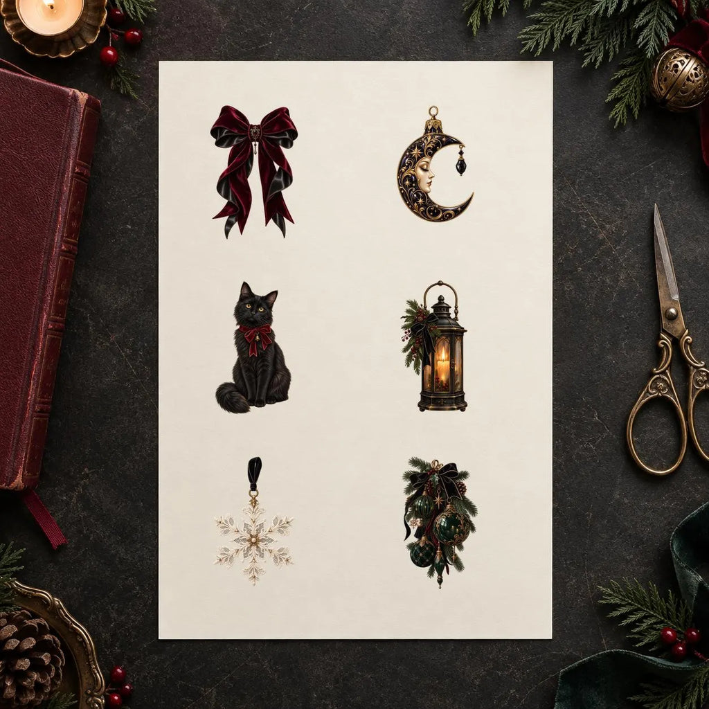 Gothmas gothic Christmas clipart bundle, preview 6 of 12